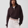 Jersey oversize de algodón texturizado con media cremallera