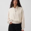 Jersey oversize de algodón texturizado con media cremallera