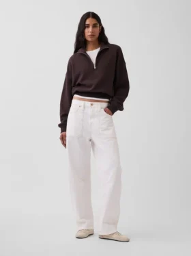 Jersey oversize de algodón texturizado con media cremallera