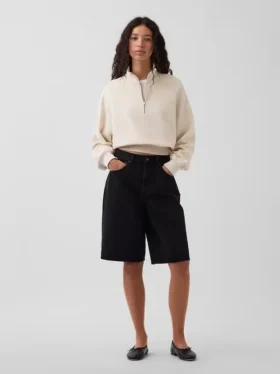 Jersey oversize de algodón texturizado con media cremallera