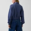 Jersey oversize de algodón texturizado con media cremallera
