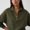 Jersey oversize de algodón texturizado con media cremallera