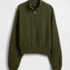 Jersey oversize de algodón texturizado con media cremallera