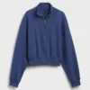 Jersey oversize de algodón texturizado con media cremallera