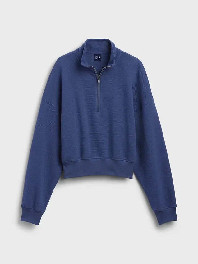 Jersey oversize de algodón texturizado con media cremallera