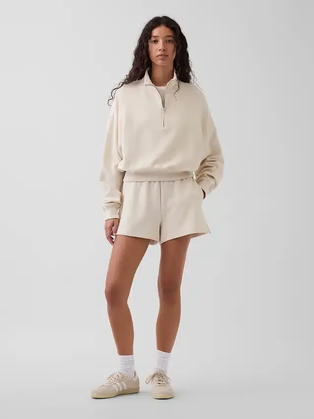 Jersey oversize de algodón texturizado con media cremallera