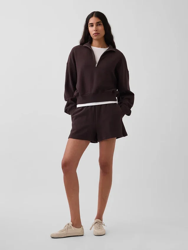 Jersey oversize de algodón texturizado con media cremallera