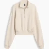 Jersey oversize de algodón texturizado con media cremallera