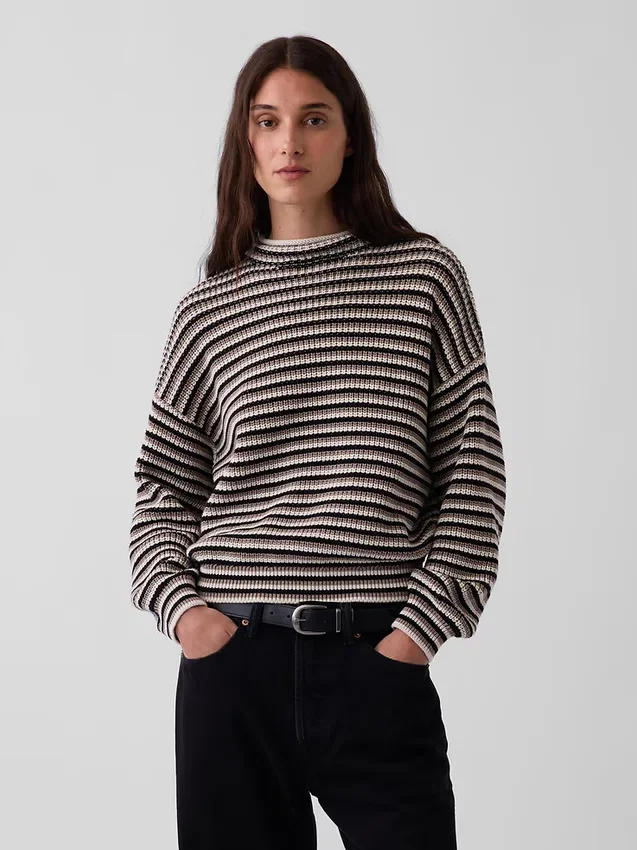 Jersey oversize de cuello alto 100 % algodón