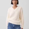 Jersey oversize de cuello en V con punto Shaker, 100 % algodón