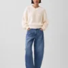 Jersey oversize de cuello en V con punto Shaker, 100 % algodón