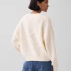 Jersey oversize de cuello en V con punto Shaker, 100 % algodón