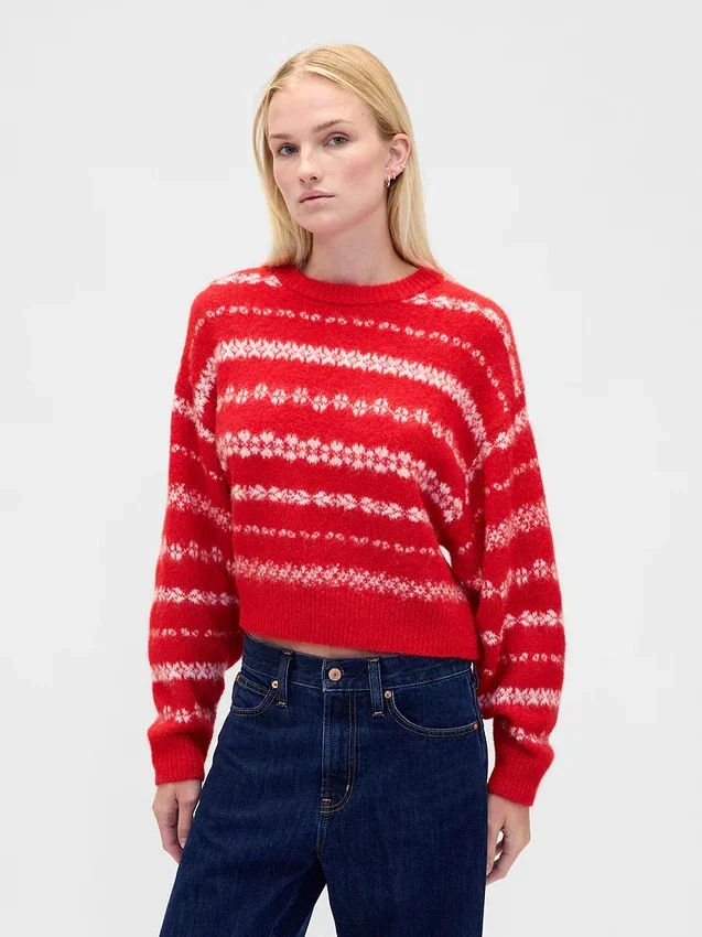 Jersey oversize de cuello redondo con efecto peludo