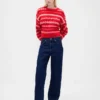 Jersey oversize de cuello redondo con efecto peludo