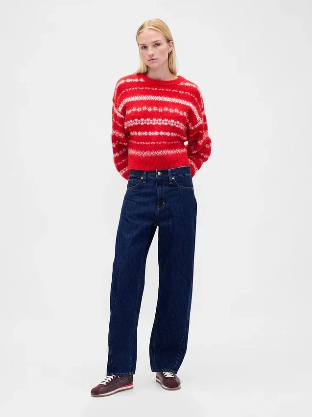 Jersey oversize de cuello redondo con efecto peludo
