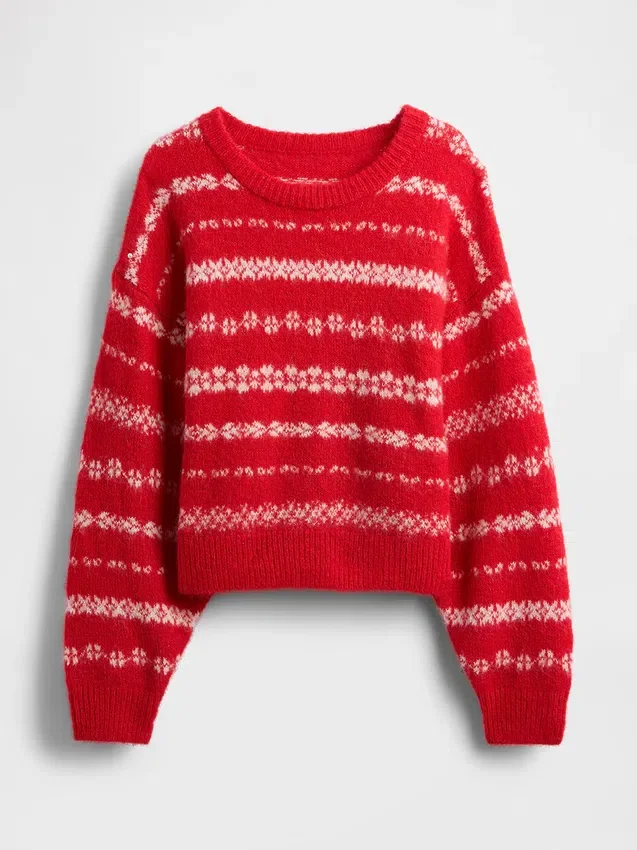Jersey oversize de cuello redondo con efecto peludo
