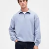 Jersey oversize de felpa gruesa con cremallera de un cuarto