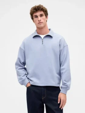Jersey oversize de felpa gruesa con cremallera de un cuarto