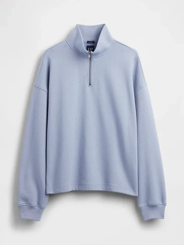 Jersey oversize de felpa gruesa con cremallera de un cuarto