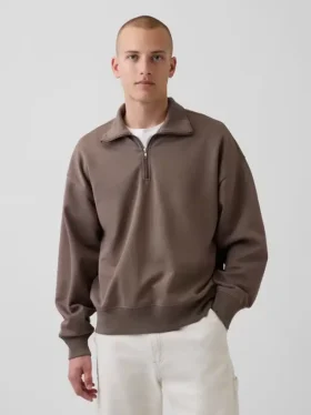 Jersey oversize de peso grueso con cremallera de un cuarto para adulto