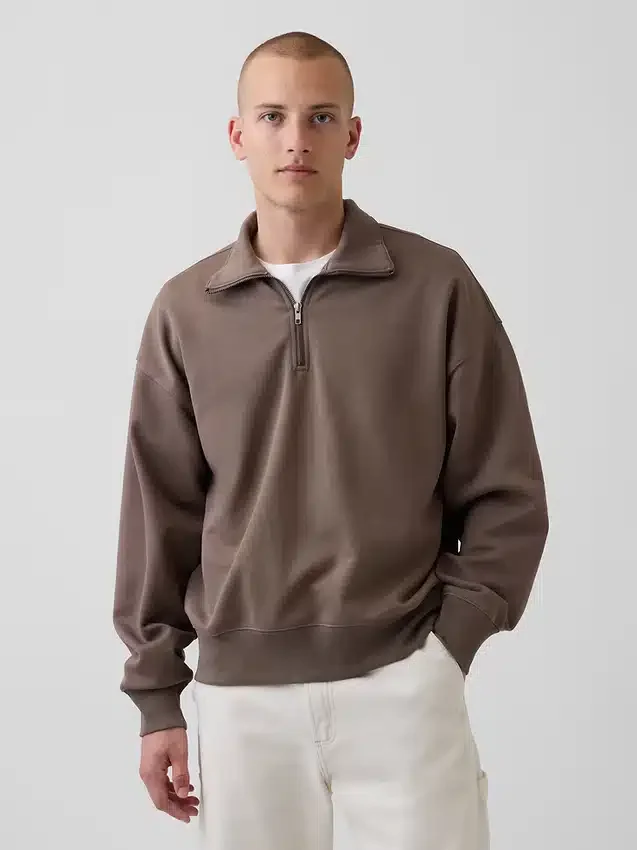 Jersey oversize de peso grueso con cremallera de un cuarto para adulto