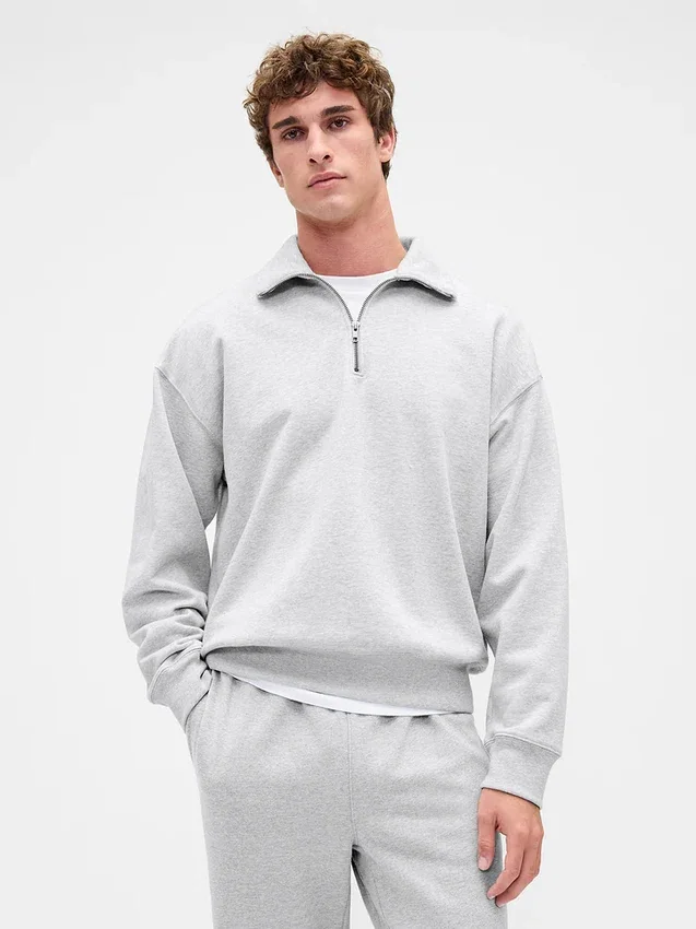 Jersey oversize de peso grueso con cremallera de un cuarto para adulto