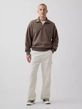 Jersey oversize de peso grueso con cremallera de un cuarto para adulto