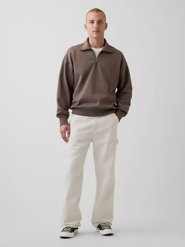 Jersey oversize de peso grueso con cremallera de un cuarto para adulto