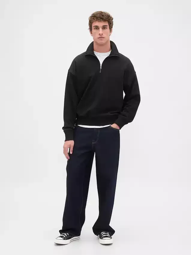 Jersey oversize de peso grueso con cremallera de un cuarto para adulto