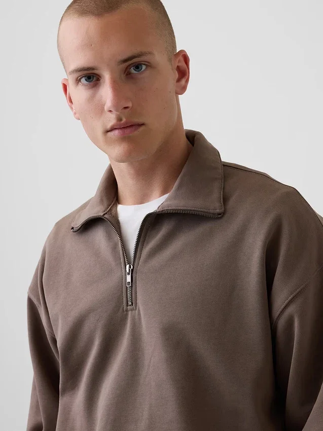 Jersey oversize de peso grueso con cremallera de un cuarto para adulto