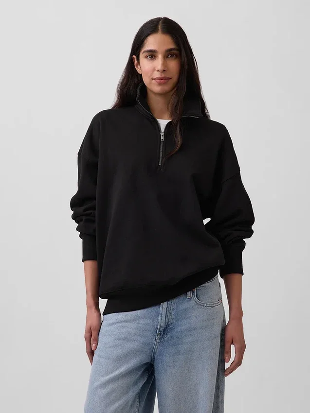 Jersey oversize de peso grueso con cremallera de un cuarto para adulto
