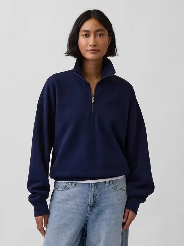 Jersey oversize de peso grueso con cremallera de un cuarto para adulto