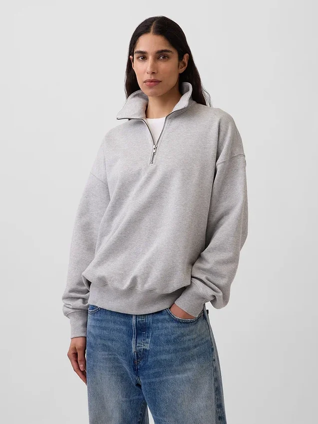 Jersey oversize de peso grueso con cremallera de un cuarto para adulto