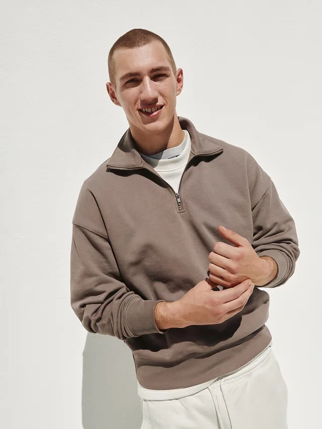 Jersey oversize de peso grueso con cremallera de un cuarto para adulto