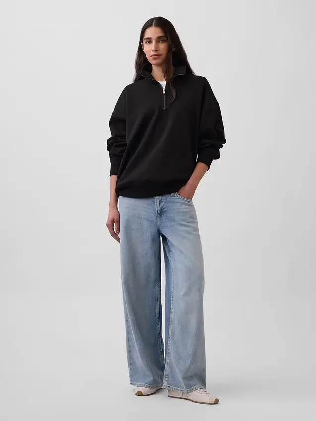Jersey oversize de peso grueso con cremallera de un cuarto para adulto
