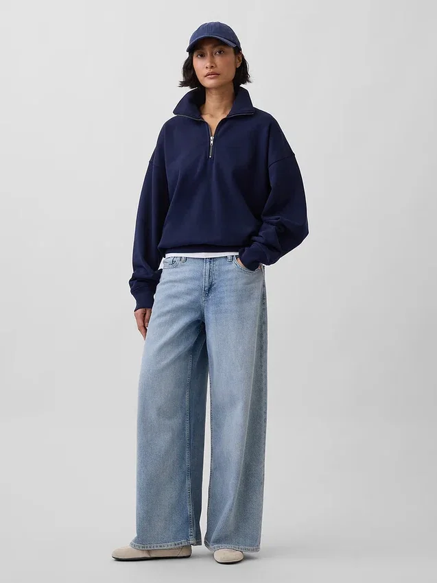 Jersey oversize de peso grueso con cremallera de un cuarto para adulto