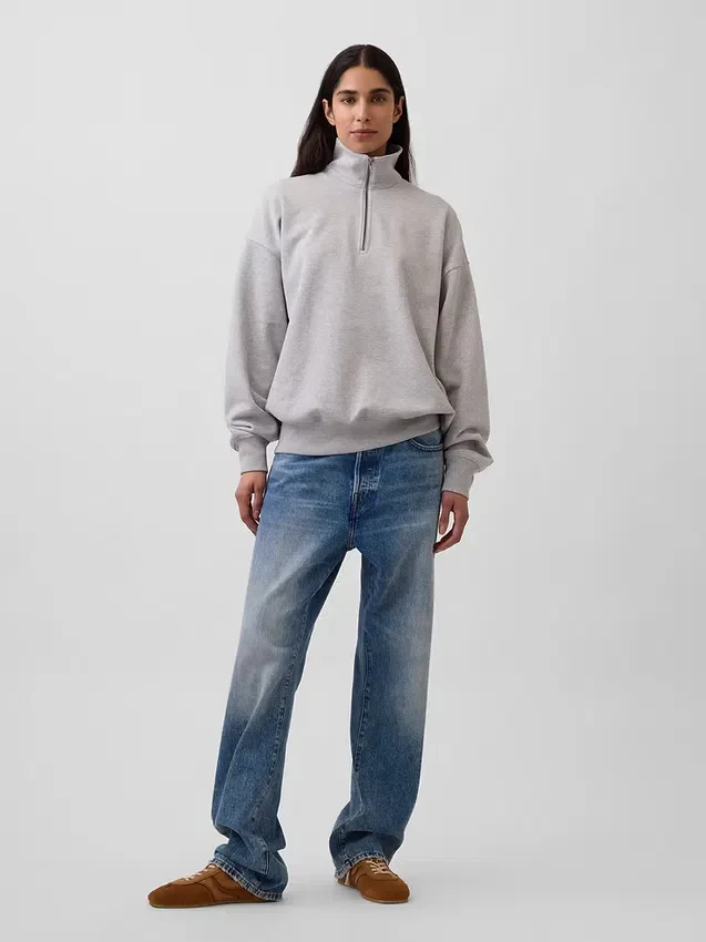 Jersey oversize de peso grueso con cremallera de un cuarto para adulto