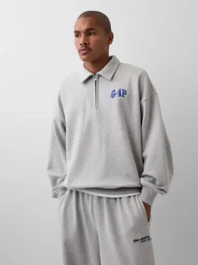 Jersey oversize de punto grueso con cremallera de un cuarto de GAP × Awake Ny