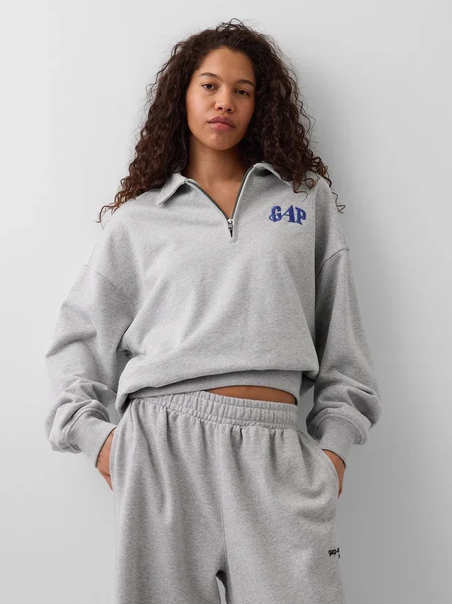 Jersey oversize de punto grueso con cremallera de un cuarto de GAP × Awake Ny
