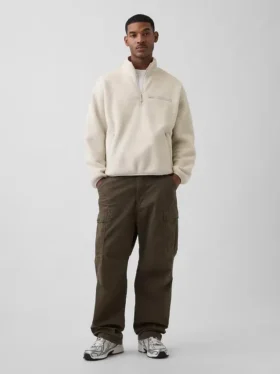 Jersey oversize de sherpa con media cremallera