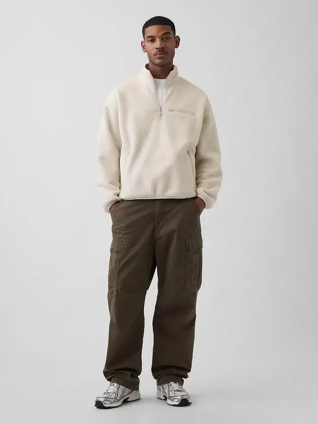 Jersey oversize de sherpa con media cremallera