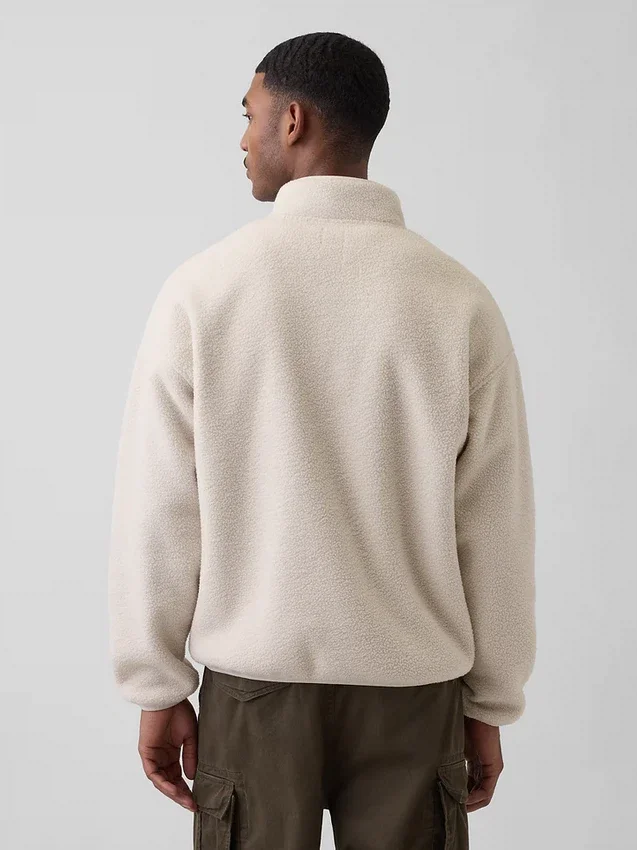 Jersey oversize de sherpa con media cremallera