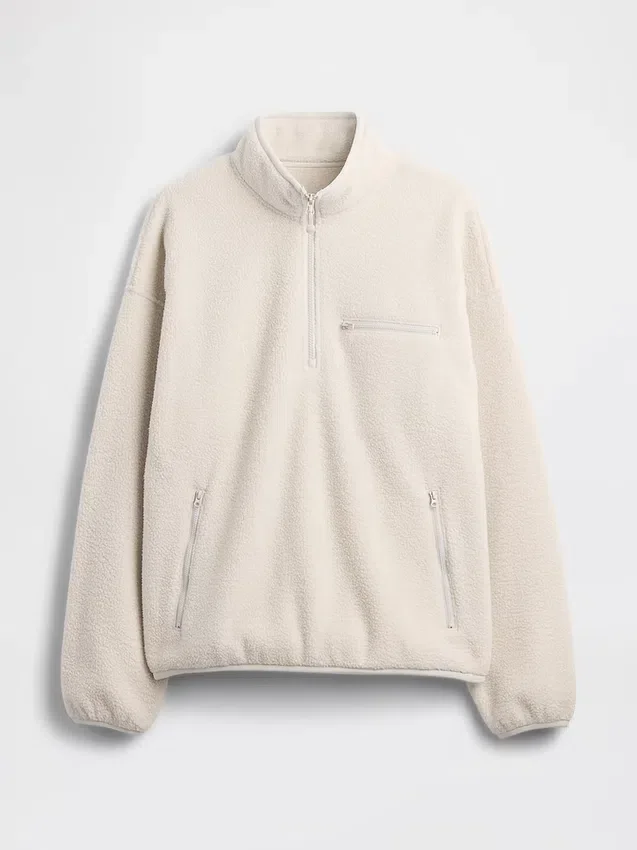Jersey oversize de sherpa con media cremallera