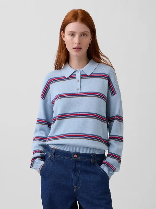 Jersey polo holgado 100 % algodón