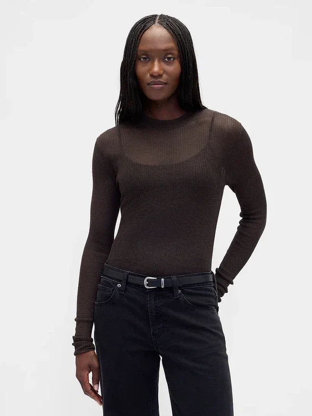Jersey transparente de cuello alto
