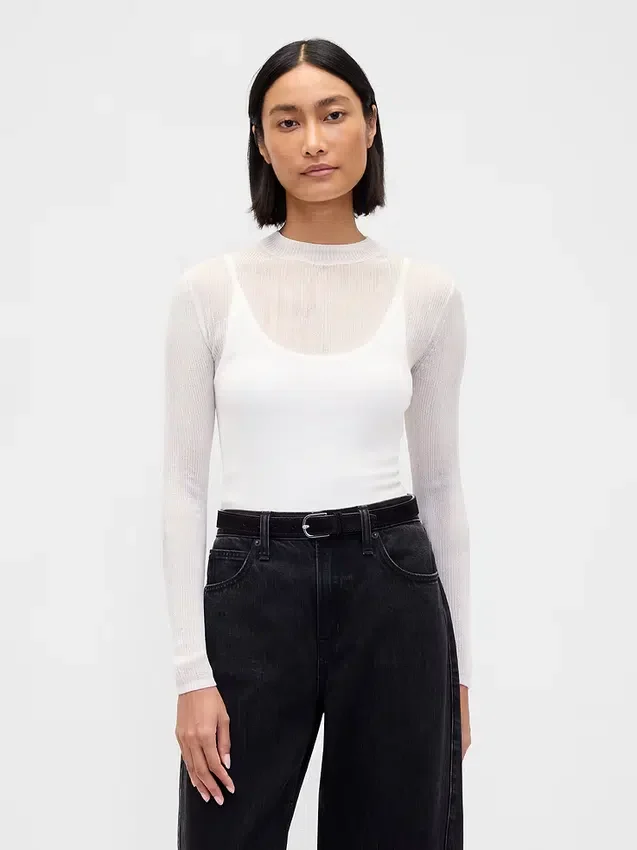 Jersey transparente de cuello alto