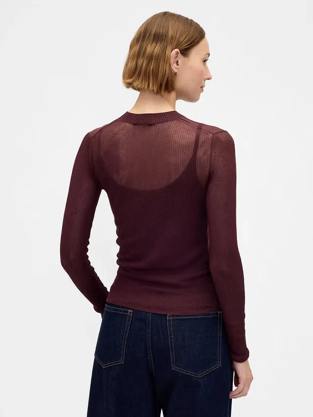 Jersey transparente de cuello alto