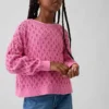Jerséu de cuello redondo oversize de punto de ganchillo para niño