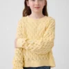 Jerséu de cuello redondo oversize de punto de ganchillo para niño