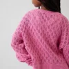 Jerséu de cuello redondo oversize de punto de ganchillo para niño